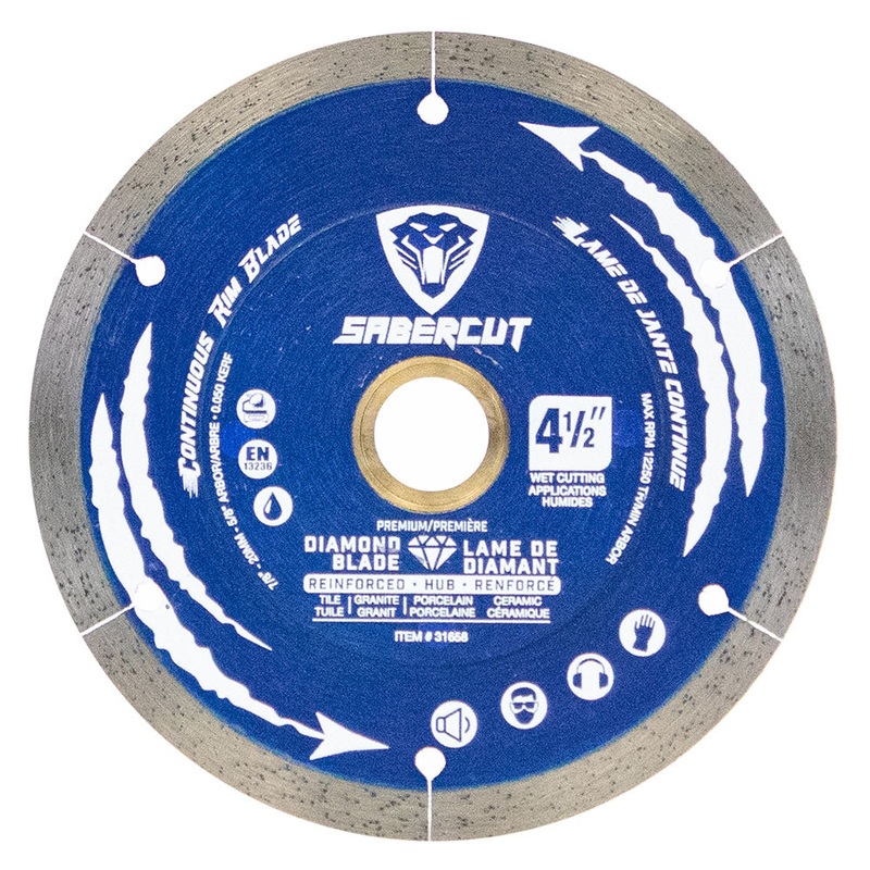 Sabercut 4-1/2 in. Silent Continuous Rim Tile, Porcelain & Granite Segmented Diamond Blade