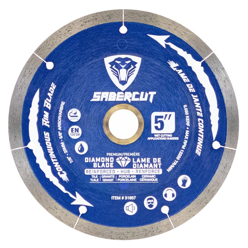 Sabercut 5 in. Silent Continuous Rim Tile, Porcelain & Granite Segmented Diamond Blade