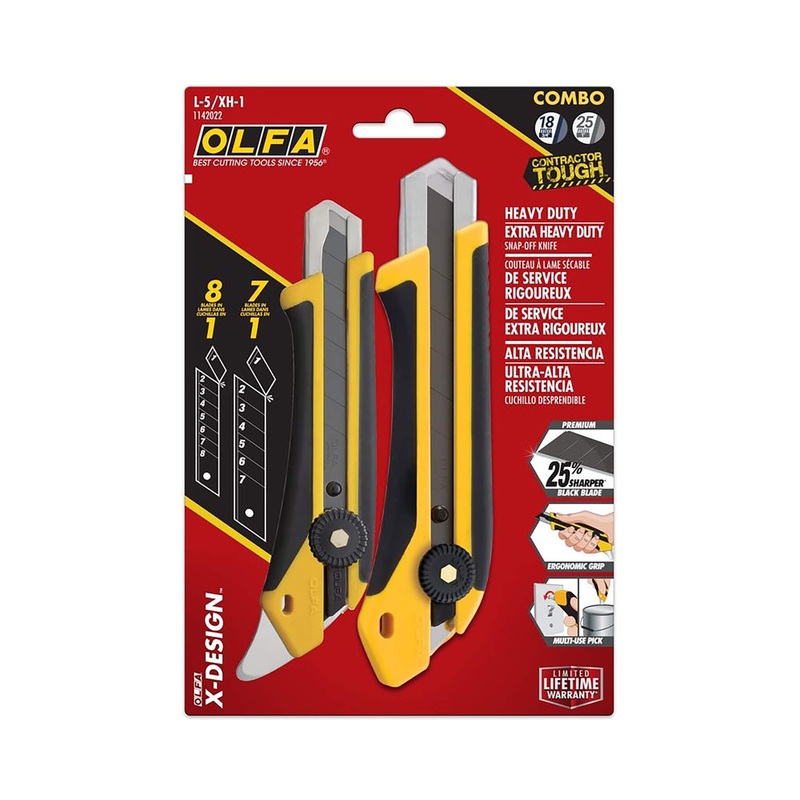 OLFA 25MM& L-5 18MM RATCHET LOCK KNIFE 2PK