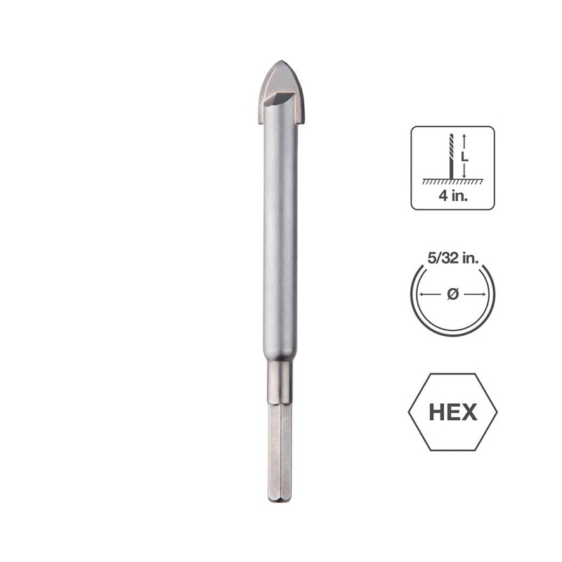 SaberCut 5/32 in 4 in Carbide Tipped Carbon Steel Body Drill Bit