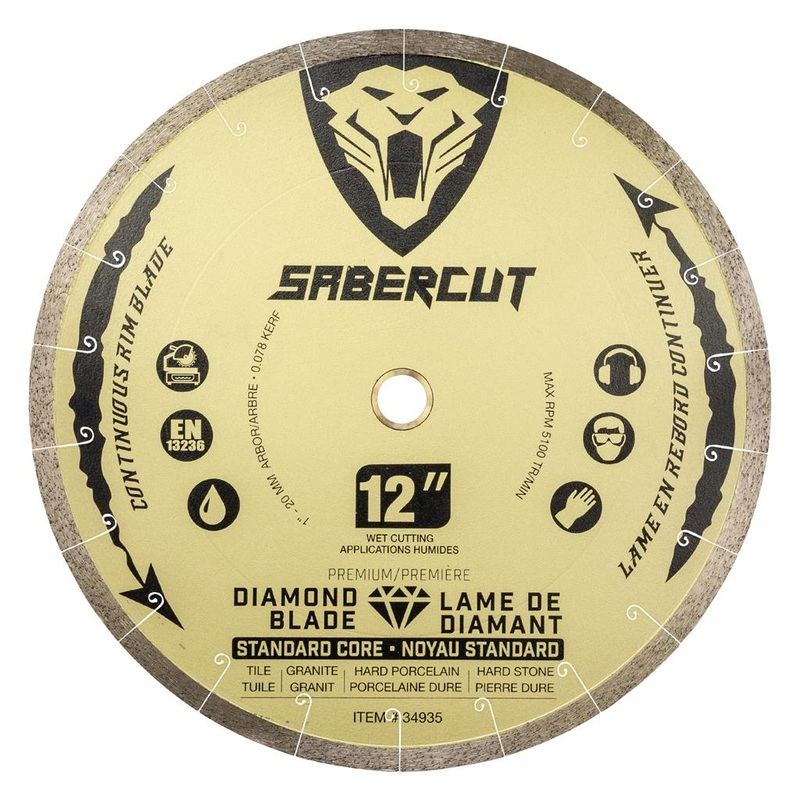 Sabercut 12 in. x 1 in. Silent Continuous Rim Tile, Porcelain & Granite Segmented Diamond Blade