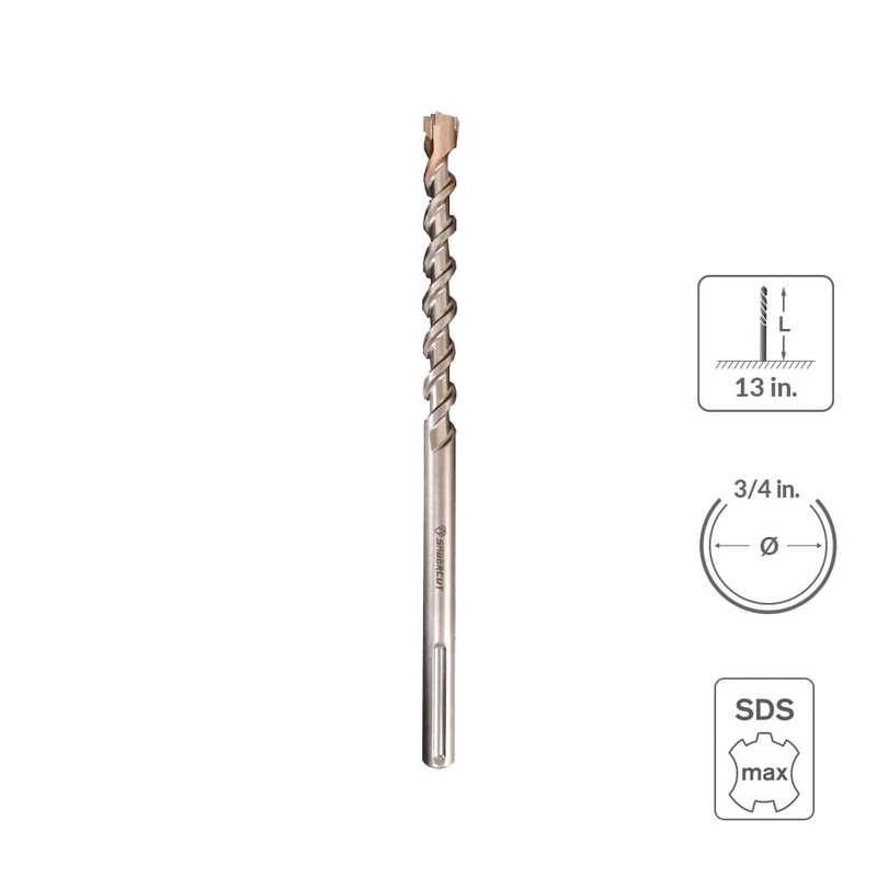 Sabercut 3/4 in. x 13 in. Carbide Tipped 6-Cutter Concrete & Rebar Drill Bit